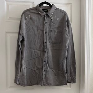 PacSun Distressed Button Down Top sz M
